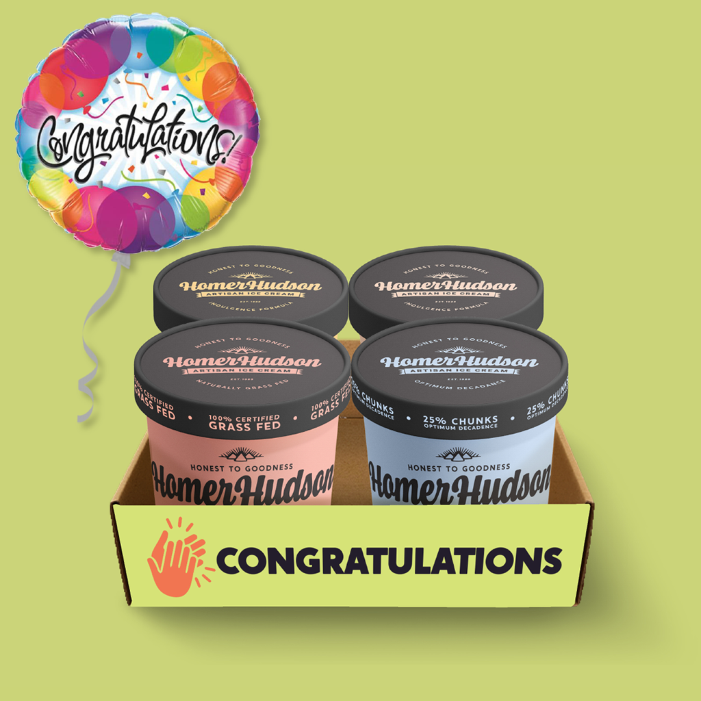 Congratulations Ice Cream Pints Gift Box I Homer Hudson
