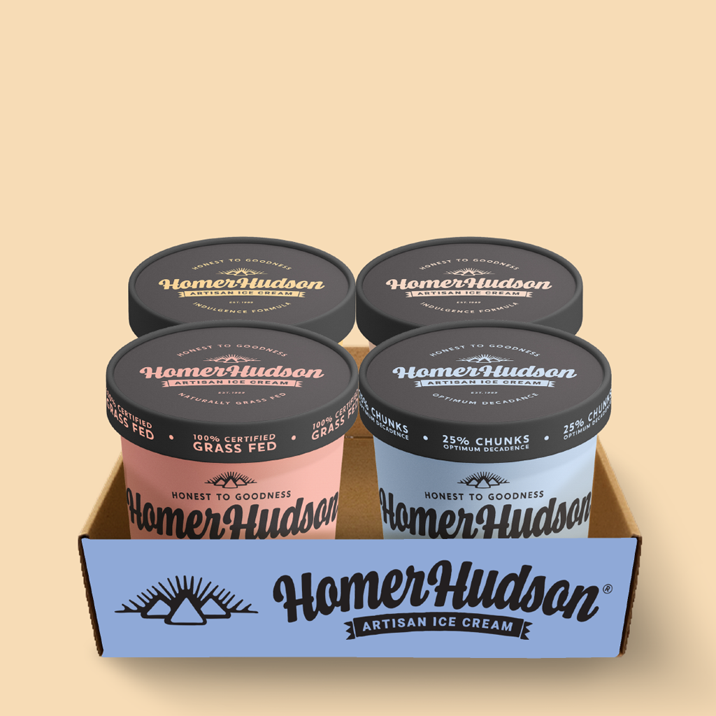 Classic Pints 4 Pack Ultra Premium Artisan Ice Cream I Homer Hudson