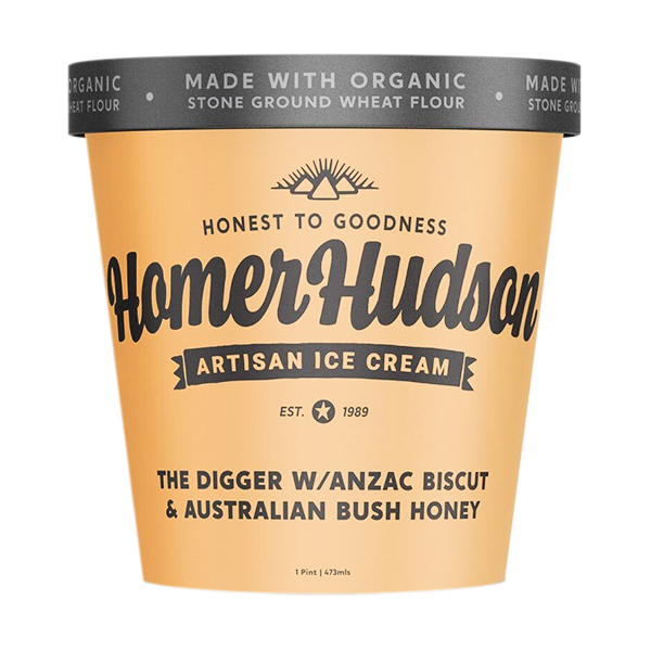 The Digger Anzac &amp; Honeycomb Ultra Premium Artisan Ice Cream I Homer Hudson