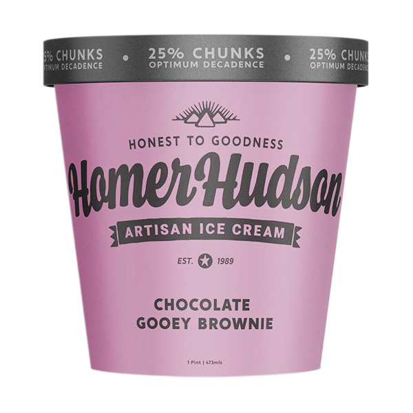 Chocolate Brownie Ultra Premium Ice Cream with 25% Decadent Chunks I Homer Hudson