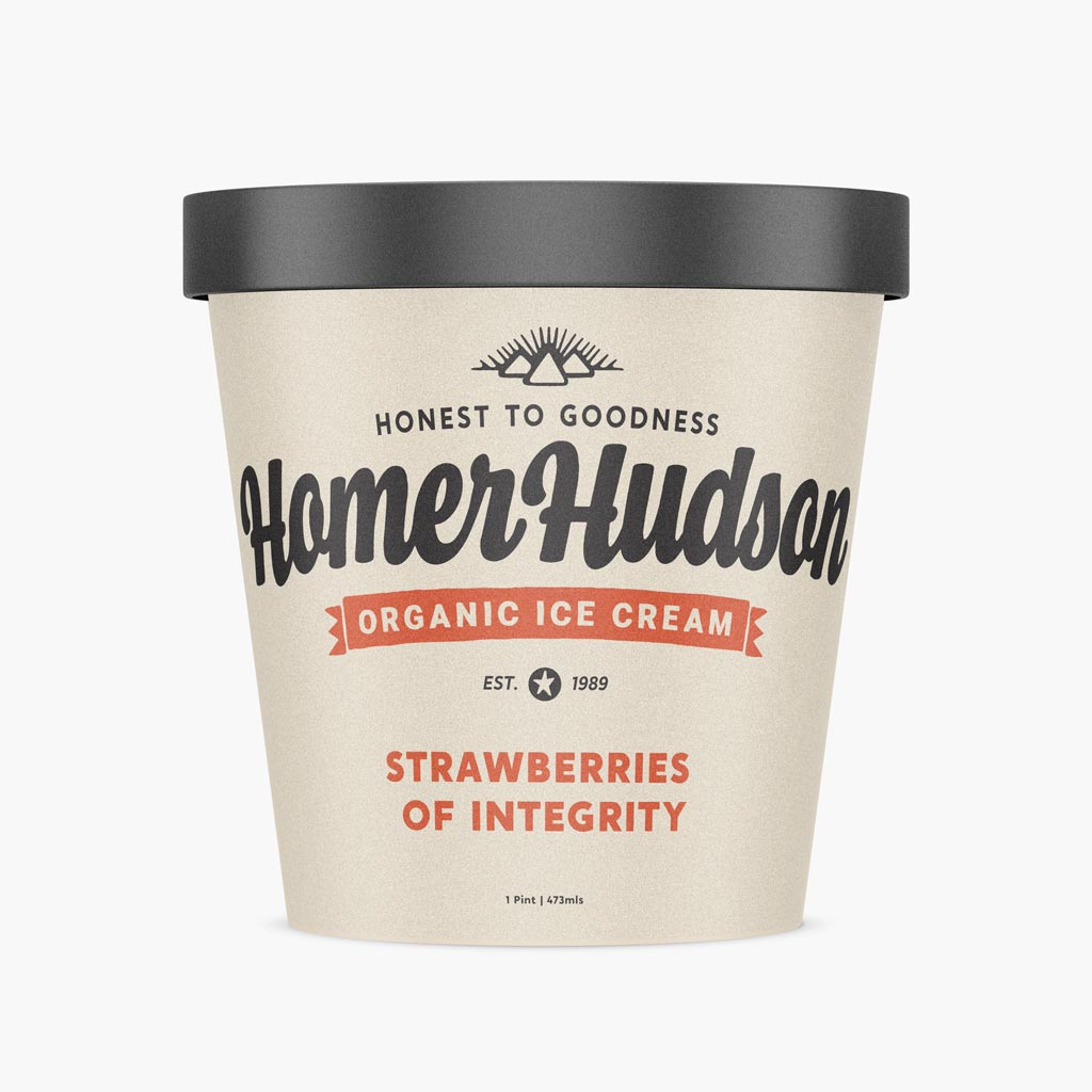 Strawberries of Integrity Certified 100% Grass Fed Organic Ice Cream I Homer Hudson